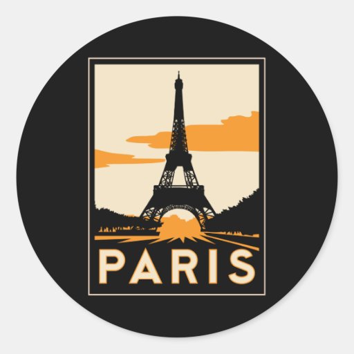 paris art deco retro travel poster sticker