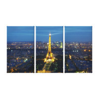 Paris at Night Aerial Panorama - wrapped canvas wrappedcanvas