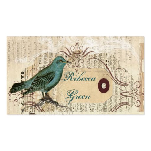 paris Bird floral elegant Vintage wedding Business Cards (front side)