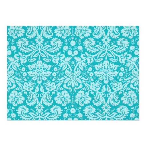 Paris; Blue-Green Damask Pattern Custom Invites