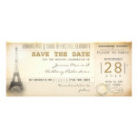 Paris boarding pass tickets for save the date personalized invites