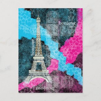 Paris Bonjour postcard