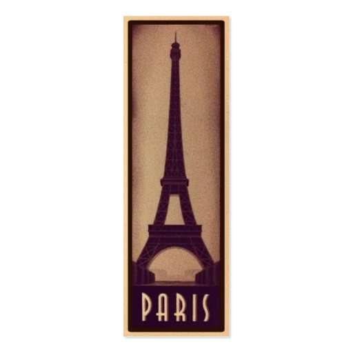 Paris Bookmark Card with Eiffel Tower Silhouette Business Card Template (back side)