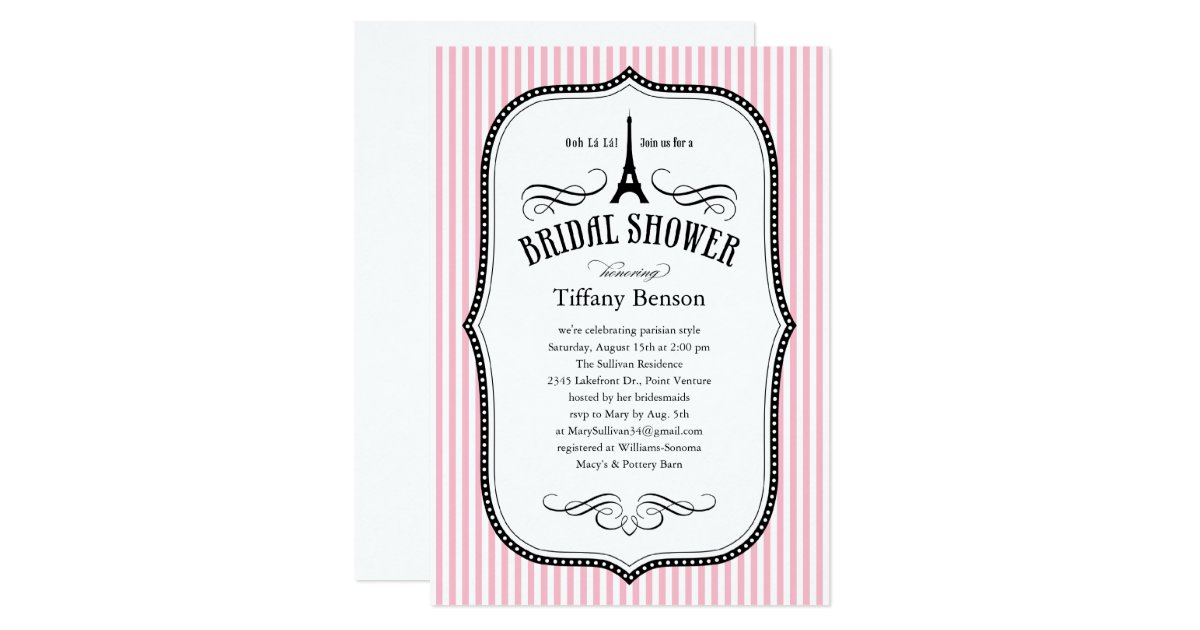 Paris Bridal Shower Invitations Zazzle