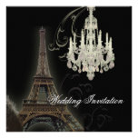 Paris Chandelier Effiel Tower Wedding Invitation