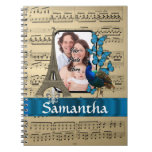 Paris collage on music sheet notebook