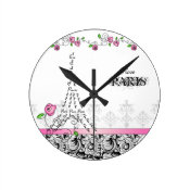 Paris Girly Clock with Pink Roses