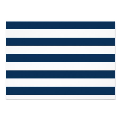 Paris; Dark Midnight Blue Horizontal Stripes Personalized Invitation