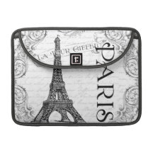 Paris Eiffel Tower Black & White Collage MacBook Pro Sleeve
