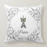 Paris Eiffel Tower Butterfly Pillow