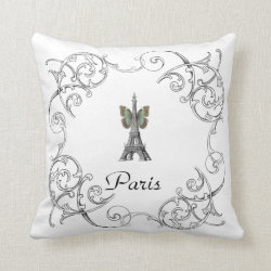 Paris Eiffel Tower Butterfly Pillow