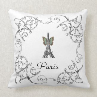 Paris Eiffel Tower Butterfly Pillow mojo_throwpillow