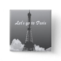 Paris Eiffel Tower Floats in Cloud Button Badge