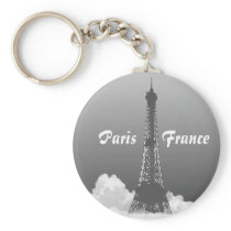 Paris Eiffel Tower Floats in Cloud Keyring Key Chains
