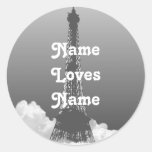 Paris Eiffel Tower Floats in Cloud Name Sticker at Zazzle