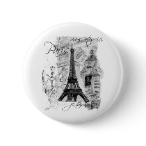 Paris Eiffel Tower French Scene Collage Pins
