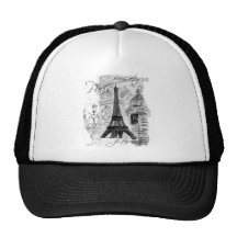 Paris Eiffel Tower French Scene Collage Trucker Hats