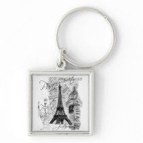 Paris Eiffel Tower French Scene Collage Key Chains