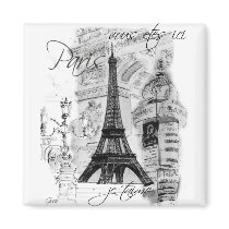 Paris Eiffel Tower French Scene Collage Fridge Magnet