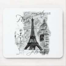 Paris Eiffel Tower French Scene Collage Mouse Pads