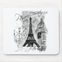 Paris Eiffel Tower French Scene Collage Mouse Pads