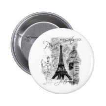 Paris Eiffel Tower French Scene Collage Pins
