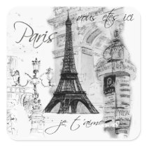 Paris Eiffel Tower French Scene Collage Sticker