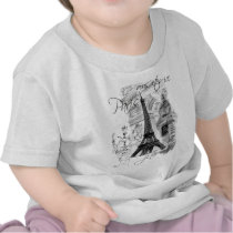 Paris Eiffel Tower French Scene Collage Tshirts