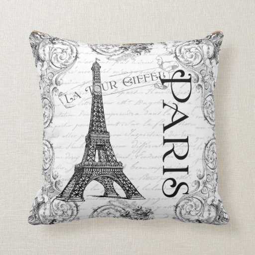 Paris Eiffel Tower French Scrolls Throw Pillow Zazzle