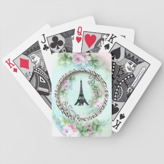 Paris Eiffel Tower & Pink Roses Card Deck
