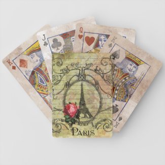 Paris Eiffel Tower &amp; Red Rose Deck Of Cards