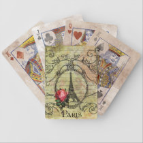 Paris Eiffel Tower & Red Rose playing cards