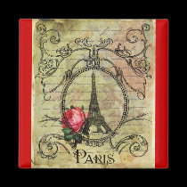 Paris Eiffel Tower & Red Rose Steampunk magnets