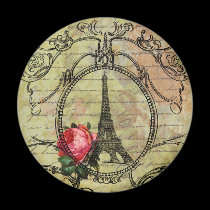 Paris Eiffel Tower & Red Rose Steampunk magnets