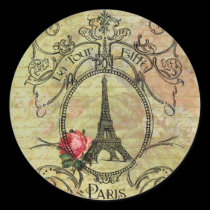 Paris Eiffel Tower & Red Rose Steampunk stickers