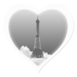 Paris Eiffel Tower Romantic Heart Shape Stickers