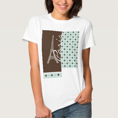 Paris; Eiffel Tower; Sage Green & Brown T Shirt
