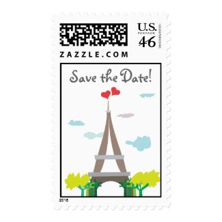 Paris Eiffel Tower Save the Date Stamps
