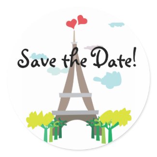 Paris Eiffel Tower Save the Date Stickers