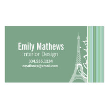 Paris; Eiffel Tower; Seafoam, Sage Green Business Cards