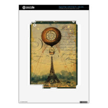 Paris Eiffel Tower Steampunk Hot Air Balloon iPad 3 Skins