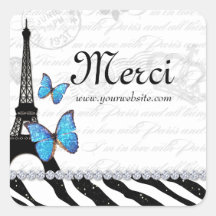 Paris Eiffel Tower Sticker Butterfly Zebra Glitter