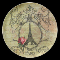 Paris Eiffel Tower Victorian Steampunk & Red Rose plates