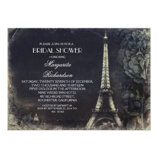 Paris Eiffel tower vintage bridal shower Card