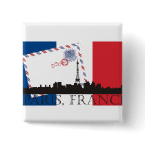 Paris Flag and Skyline Pin
