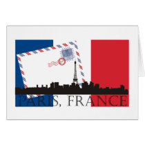 Paris Flag and Skyline Card