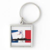 Paris Flag and Skyline Keychains