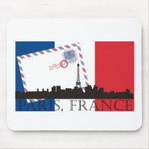 Paris Flag and Skyline Mouse Pad