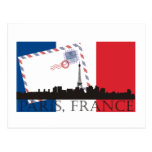 Paris Flag and Skyline Postcard