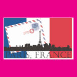 Paris Flag and Skyline Rectangular Sticker